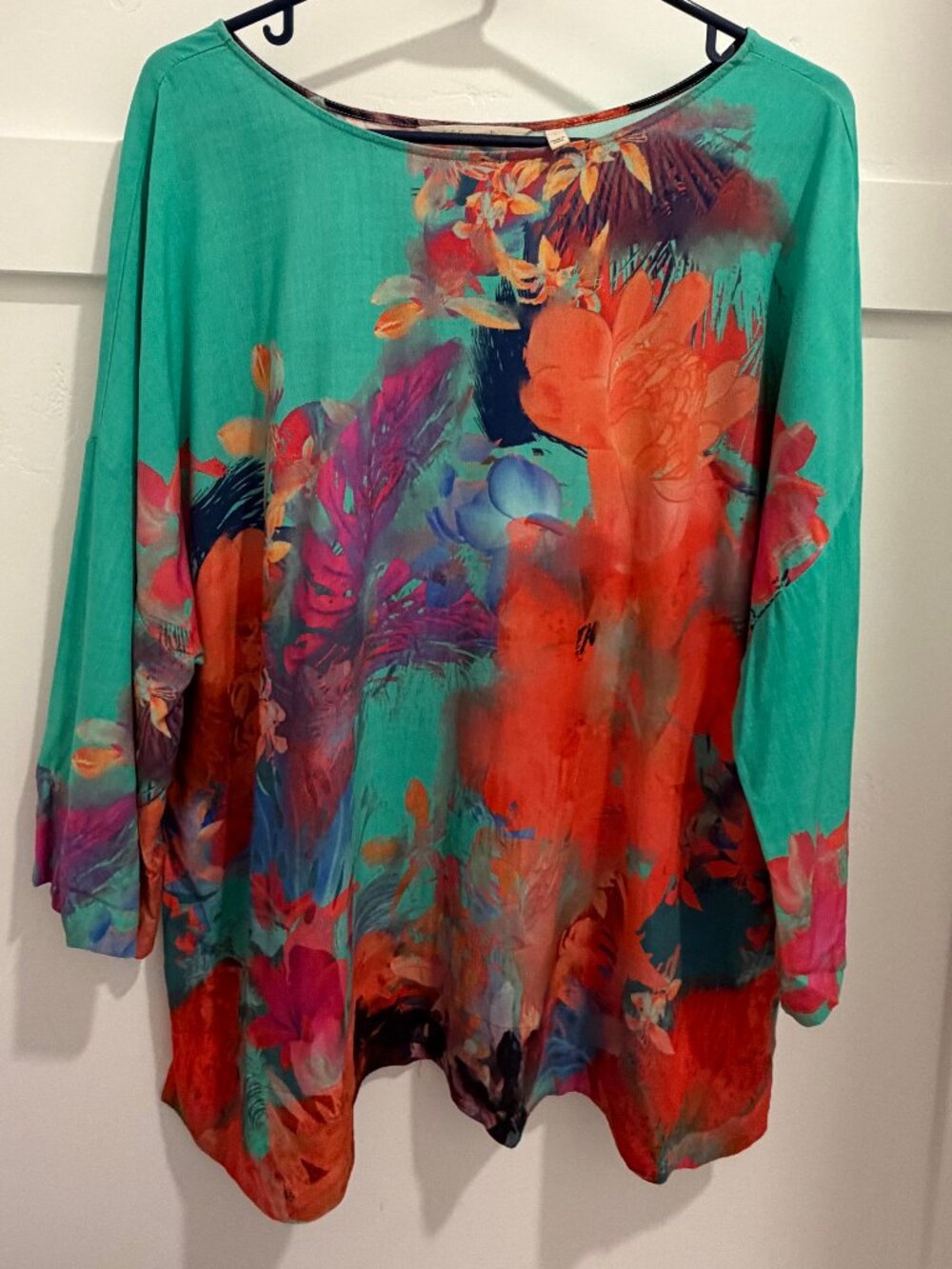 Soft Surroundings Floral Tropical Tunic Top Women’s Large Rayon Spandex Boho